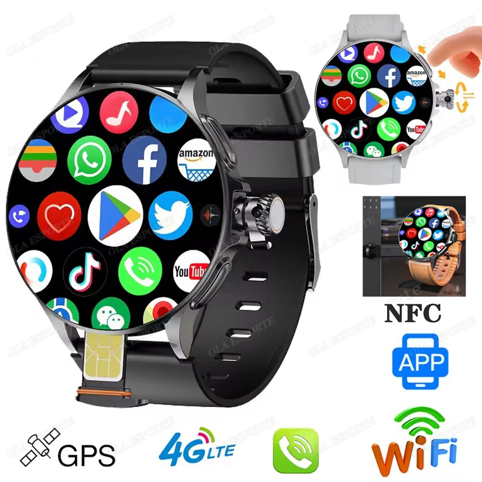

SIM-карта NFC SmartWatch GPS-трекер 5G/WIFI BT Call 800 Вт Камера 1,95 дюйма Оплата Пульсометр Фитнес Спорт 1000 мАч Смарт-часы для мужчин