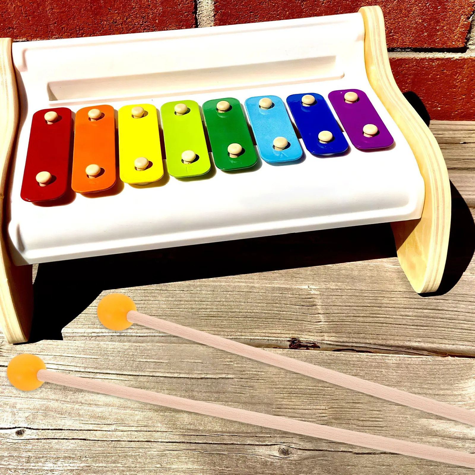 1Pair Balanced Wood Percussion Sticks with Responsive Rubber Mallet Heads Ideal for Xylophone Marimba Glockenspiel Recording