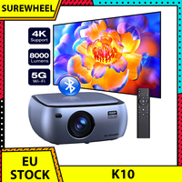 SUREWHEEL K10 Portable Projector, Native 1080P 4K Support, 200inch Display, 5G WiFi & Bluetooth 5.0, 12000 Lumens, Zoom Function