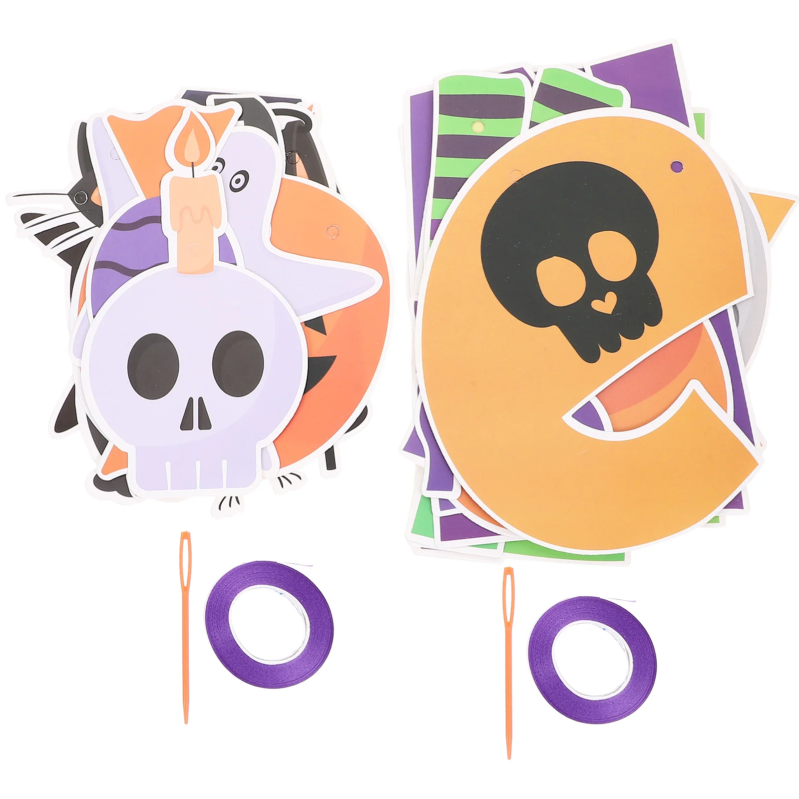 

2Pcs Halloween Hanging Banner Paper Bunting Flag Ideal for Party Hallway Living Room Window Halloween Decorations