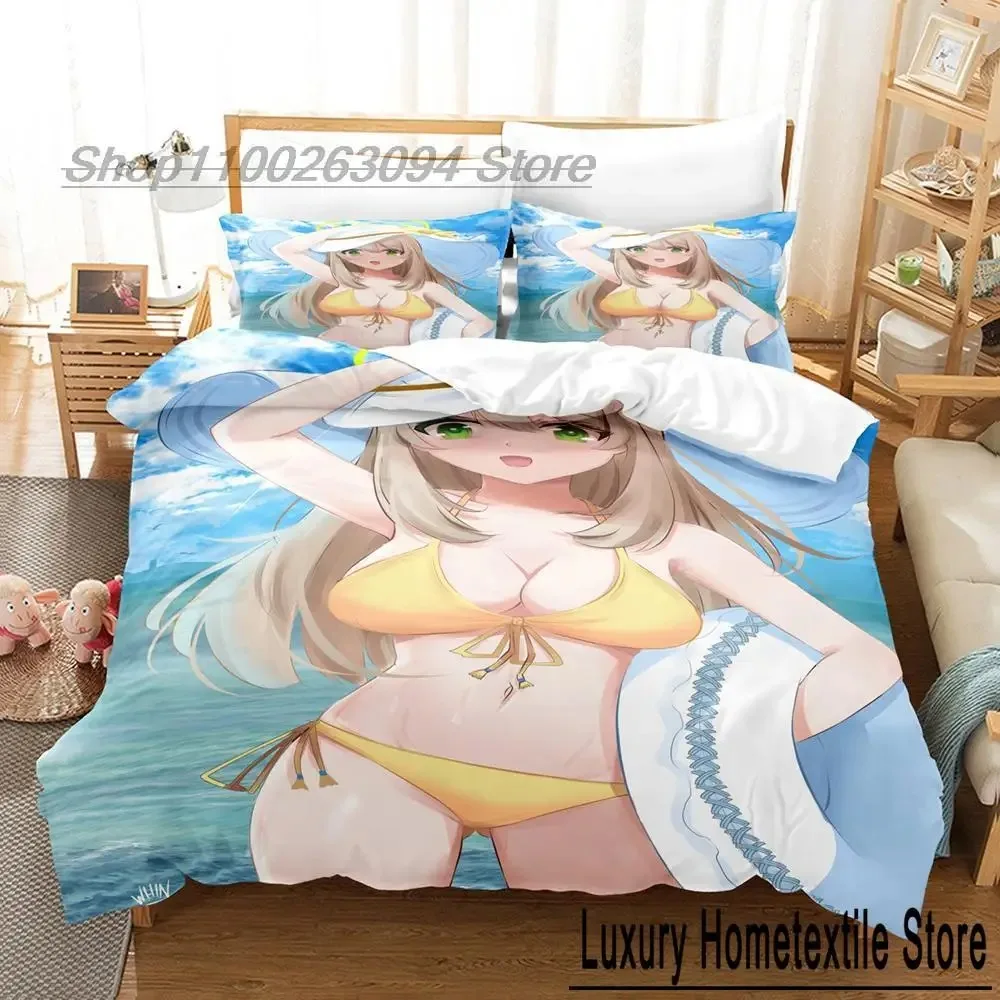 Anime Bed Sheet Kawaii Girl Blue Archive Bedding Set Single Twin Full Queen King Size Bed Set Aldult Kid Bedroom Duvetcover Sets