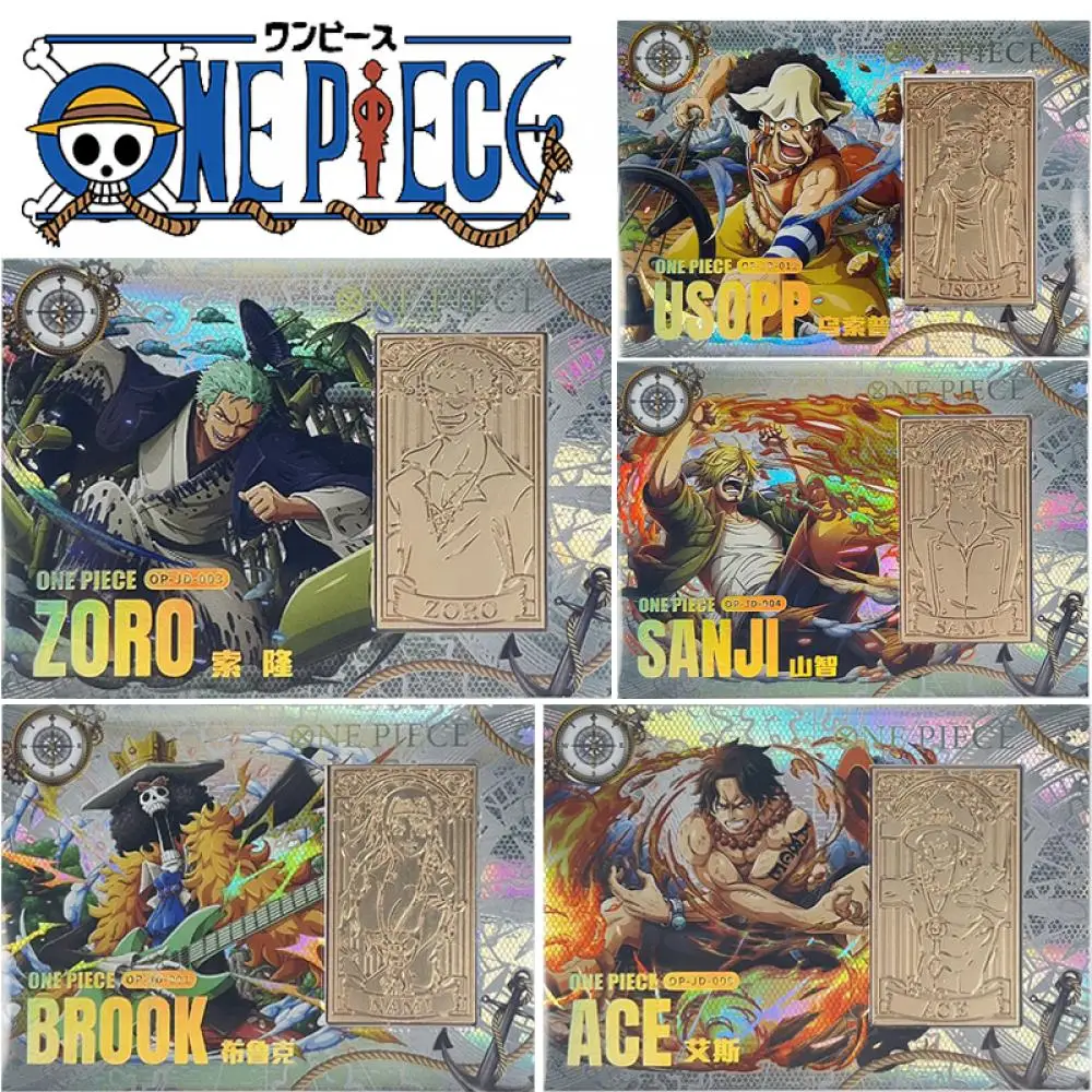 Anime ONE PIECE Tony Tony Chopper Nico Robin SABO Usopp JD series metal inlaid thick card Children's toys Board game card