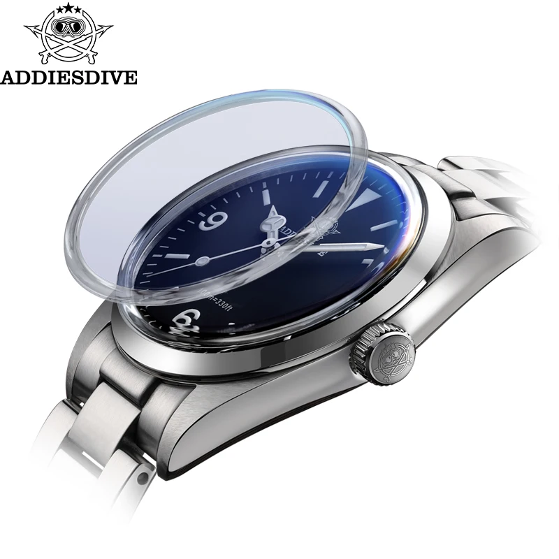 ADDIESDIVE Top Brand Quartz Watch Stainless Steel Sapphire Bubble Mirror Glass BUSINESS Watches Luminous 10Bar Dive Wristwatches
