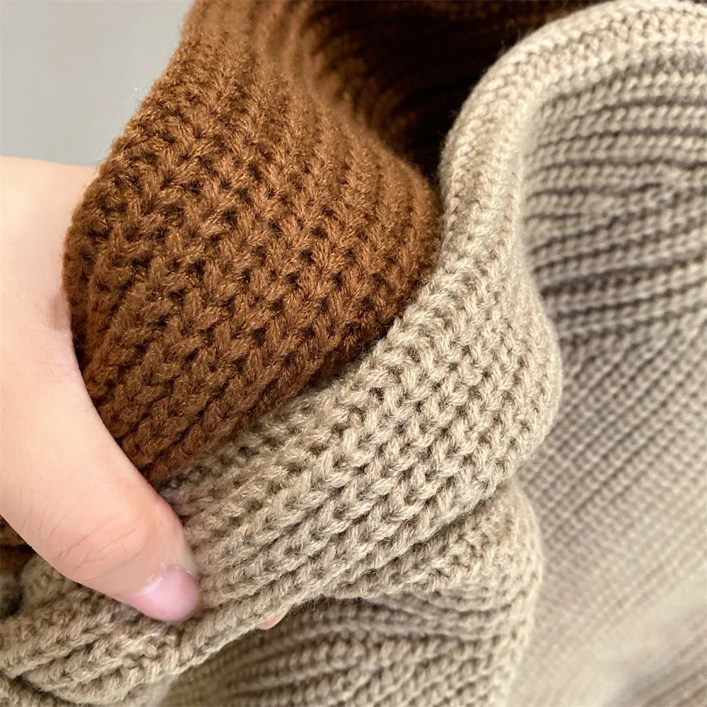 Children Sweater Winter Girls Solid Sweater Fashion Half High Neck Coarse Wool Knit Pullover Minimalist Children Clothing