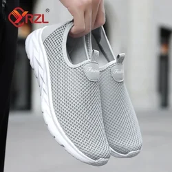 YRZL 통기성 남성 캐주얼 신발 여름 경량 야외 남성 운동화 Anti-slip Mens sneakers Slip on Flats 크기 39-46
