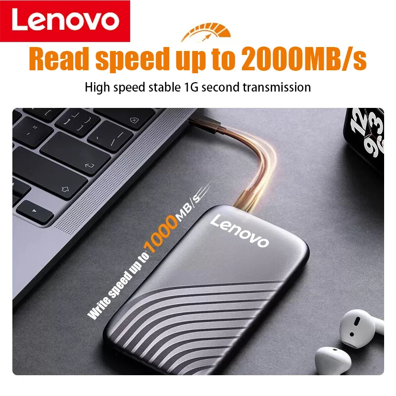 Original New Lenovo High-speed 128TB 16TB 8TB Portable SSD 2TB Portable External Solid State Hard Drive USB3.1 Interface Mobile