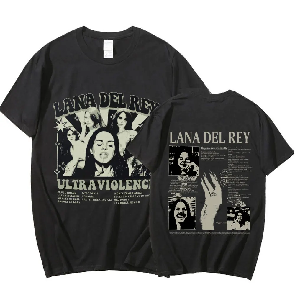 Singer Lana Del Rey T Shirts Ultraviolence Music Album T-shirt Men Women Aesthetic Fashion Short Sleeve T-shirts Tops Streetwear