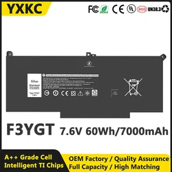 7.6V 60Wh F3YGT Laptop Battery for Dell Latitude 12 7000 7280 7290/13 7000 7380 7390 P29S002/14 7000 7480 7490 P28S P28S001 P73G
