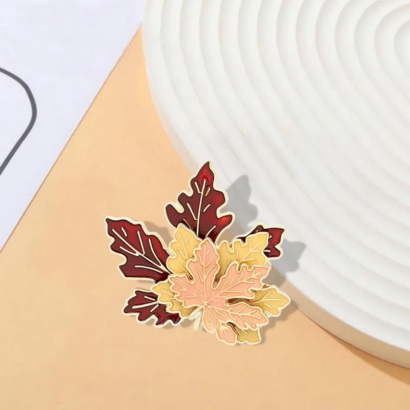 Maple Leaf Soft Enamel Pin Custom Multi-layer Brooches Bag Lapel Pin Cartoon Plant Jewelry Gift for Kids Friends
