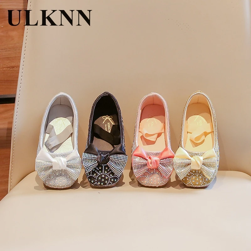 Princess Shoes Girls Single Shoes Spring Autumn New Casual Bow Small Middle Children Dance Shoes Performance Shoes