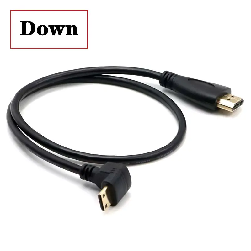 Mini kompatybilny HDMI męski 90 ° kątowy łokieć do HDMI wersja męska 1.4 1080P wyświetlacz płaski Panel przewód połączeniowy HD