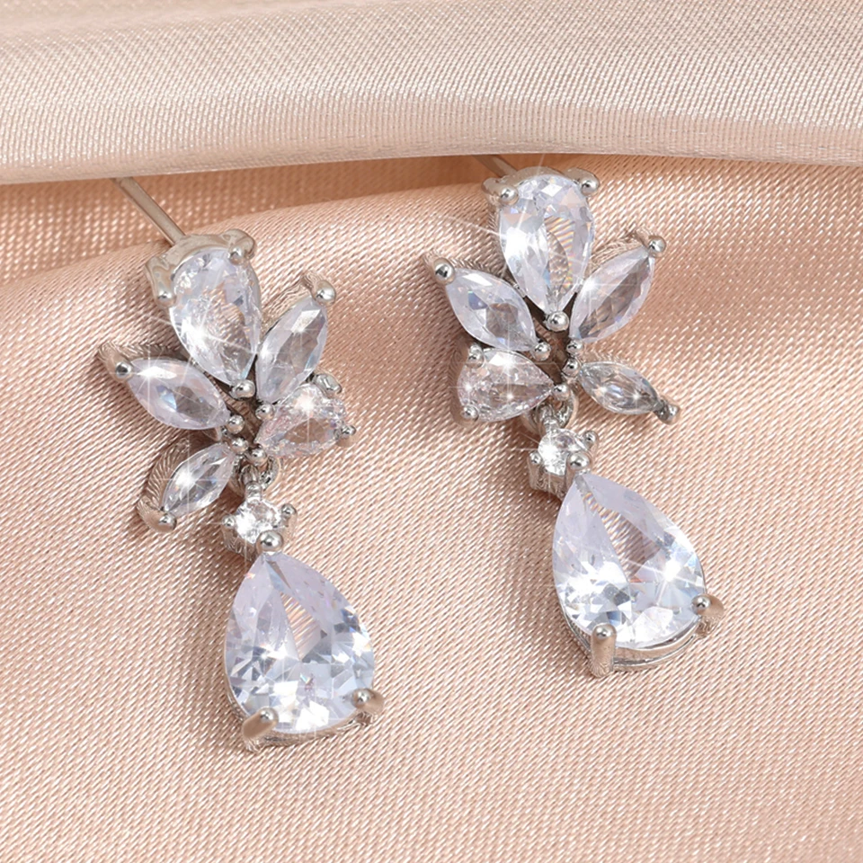Damen-Kristall-Tropfenohrringe mit Bling Bling Zirkonia, hochwertiger, trendiger Schmuck, Temperament