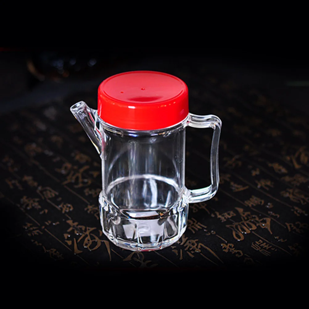 

Red Lid Acrylic Oil Dispenser Plastic Bottle Transparent Oil Container Soy Sauce Vinegar Sauce Pourer Kitchen Supplies 450ml