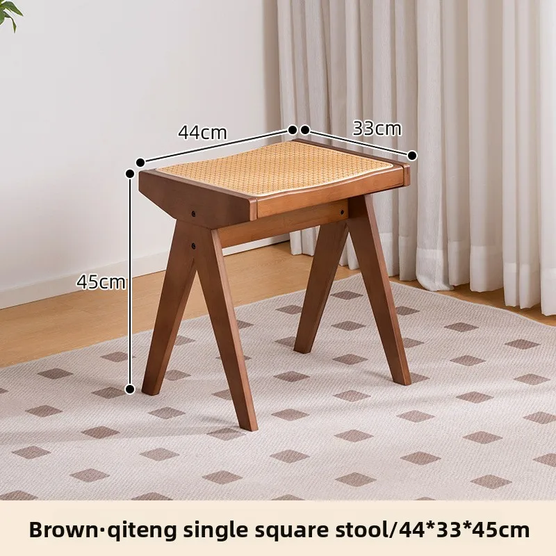

Rattan Bench Chandigarh Bench Three-person Bench Wabi Silent Wind Retro Entrance Shoe Change Stool Home Dining Chair Stool