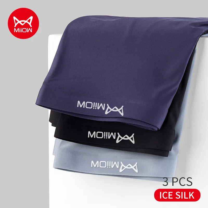 Miiow 3 stücke Eis Seide Männer Boxershorts Sommer dünne Versch nauf pause coole Unterwäsche Graphen Männer Höschen männliche Unterhosen Trunks un mry005