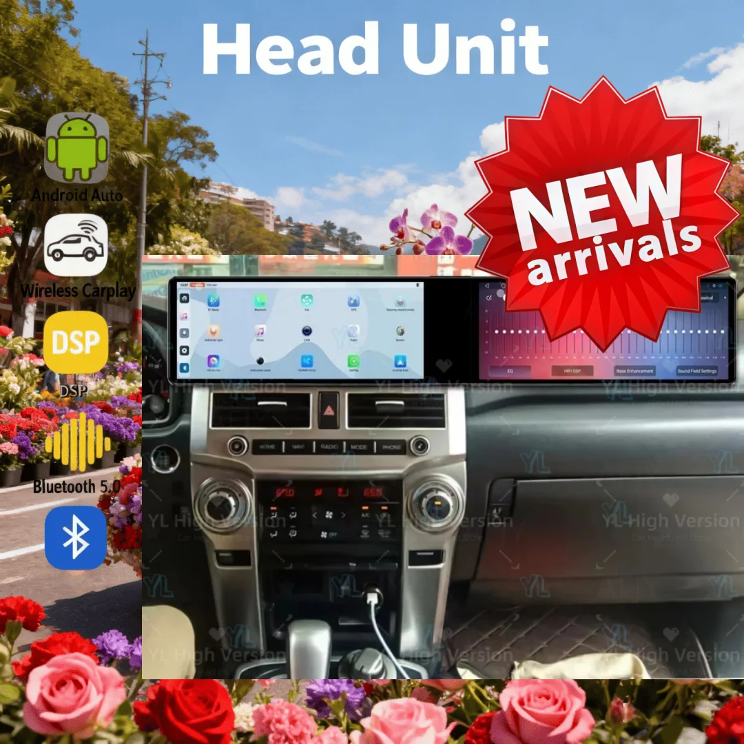 CY Dual Screen Android 14.0 For Toyota 4Runner 2007 -2022 Car GPS Navigation Multimedia Player Auto Media Car Radio Carplay  DSP