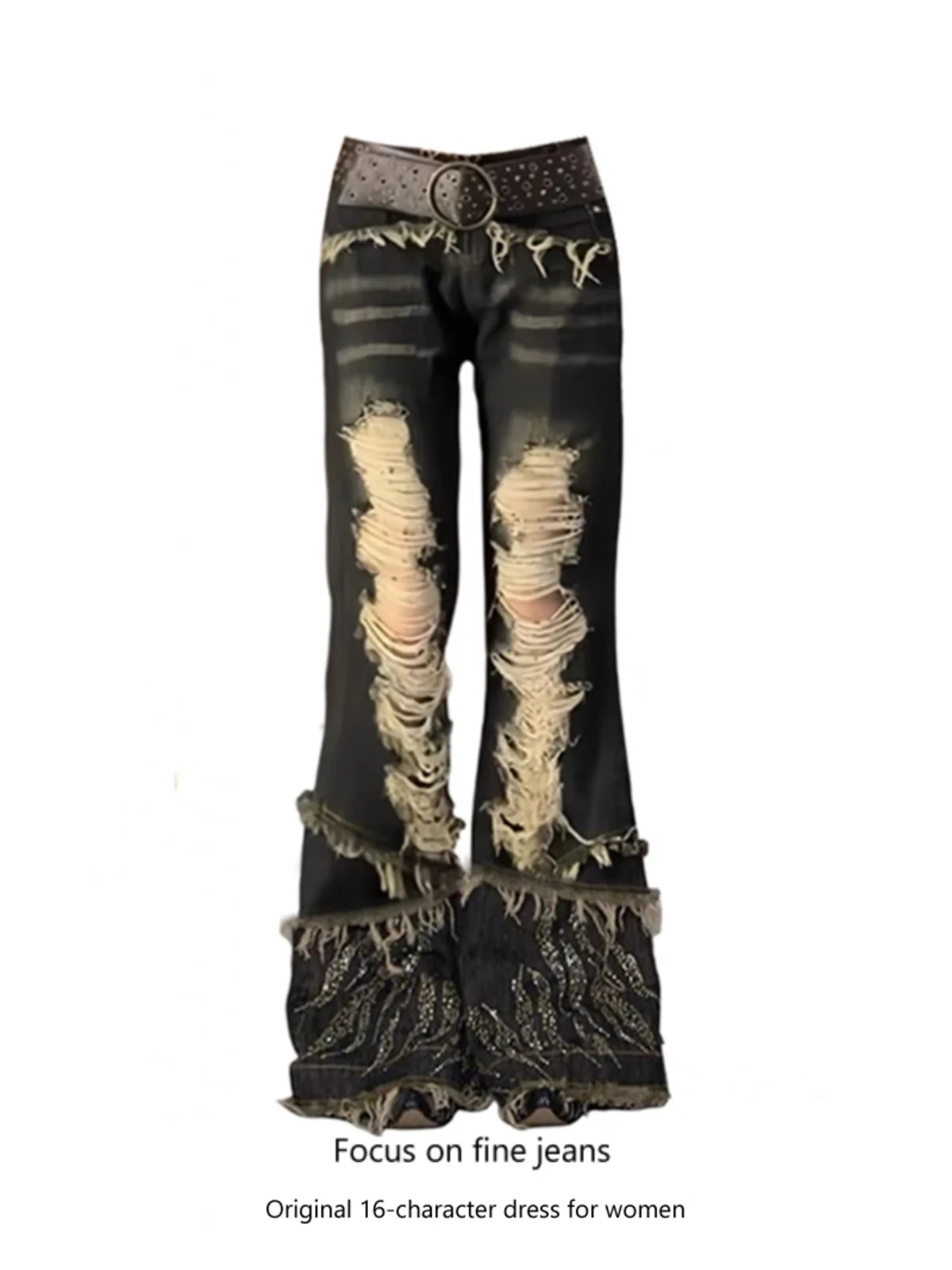 

Low Waist Bell Bot Denim Jeans Women's 2025 New Waed Hole Design Wide Leg Pants Spring Summer Autumn Winter Universal