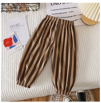Summer Kids Loose Trousers 3 Summer Kids Casual Pants 1-6Y Simple Boys Grid Sweat Pants Korean Loose Thin Children Striped Letter Trousers 3
