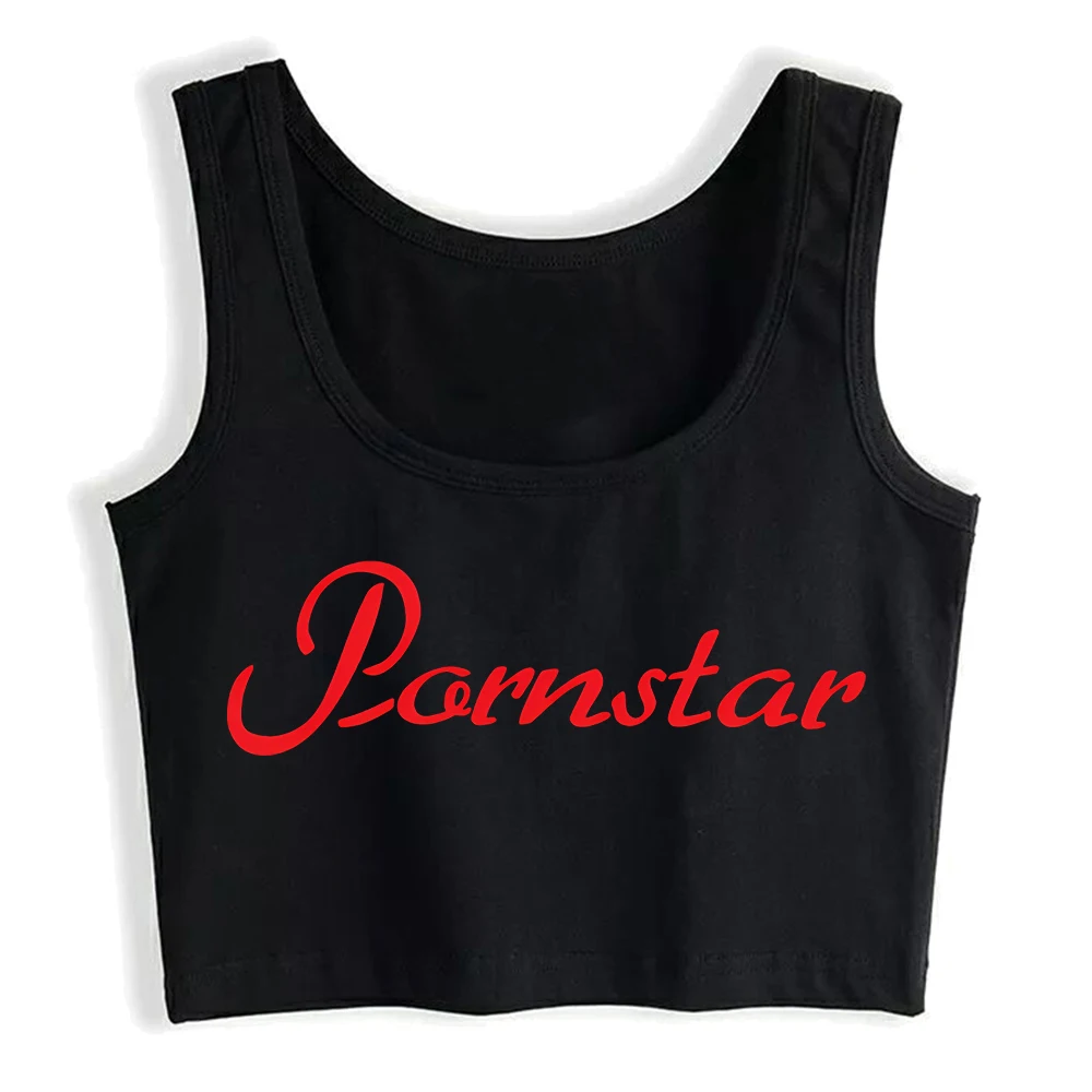 Diseño de estrella porno Sexy Slim Fit Crop Top azúcar bebé humorístico divertido estilo de coqueteo camiseta sin mangas Swinger camisola deportiva traviesa caliente