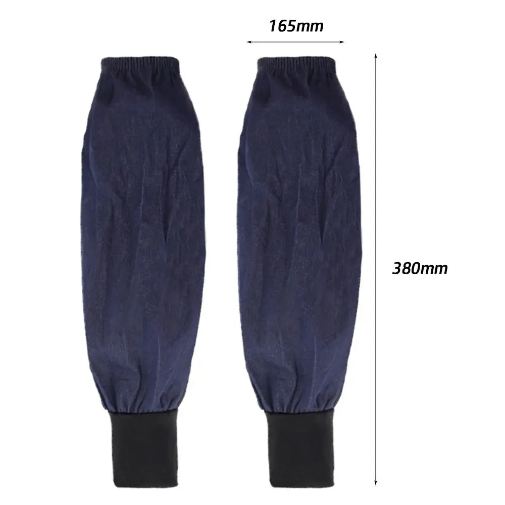 1 Pair Welder Lengthen Arm Protective Sleeves Denim Blue Welding Arm Sleeves Working Sleeves Cut Resistant Heat Protection