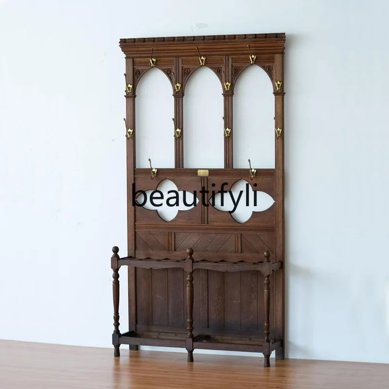 

French Retro Coat Rack Vintage Style Living Room Entrance Storage Rack Small Apartment Bedroom Storage Rack Customizable