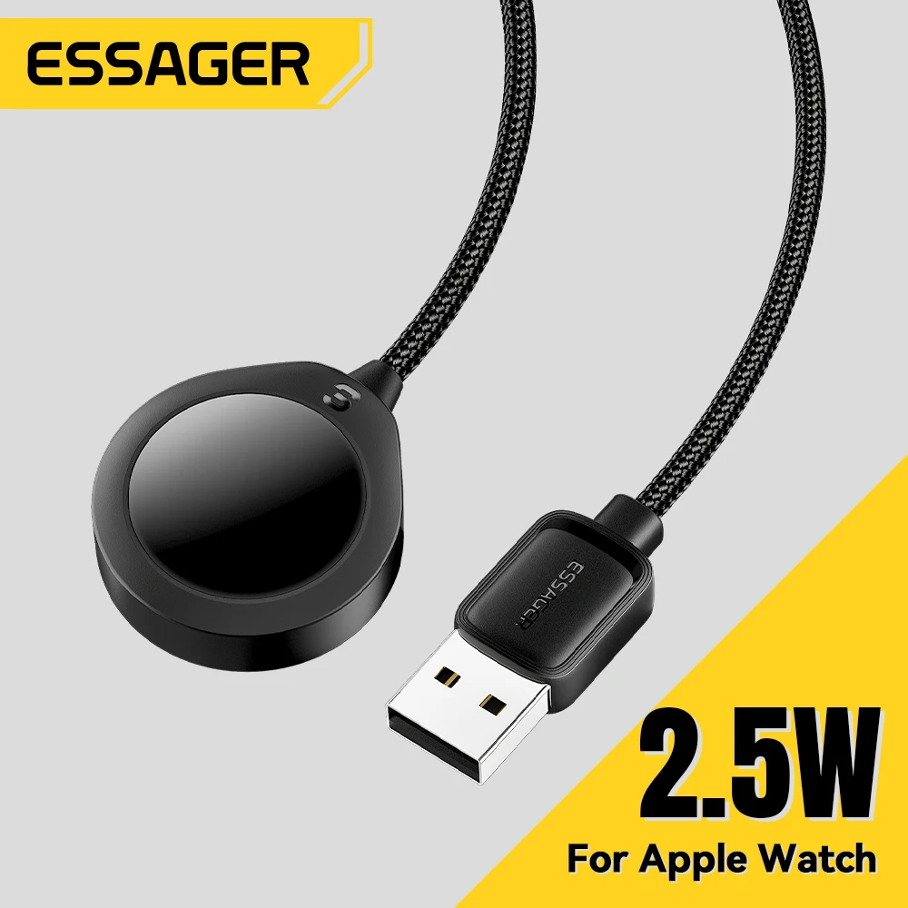 

Магнитный беспроводной зарядный кабель Essager USB A для Apple Watch 9, 8, 7, 6 SE Ultra, зарядное устройство для умных часов, портативная подставка для зарядки