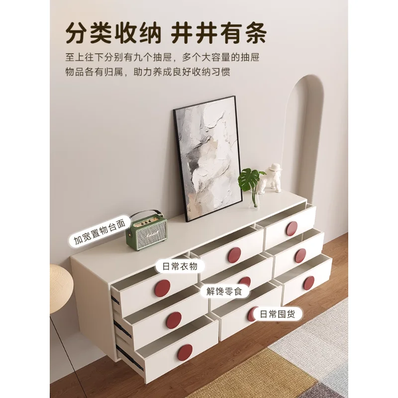 

Cream wind solid wood chest of drawers, bedroom against the wall, bedside locker, living room next to the sofa, storage cabinet,