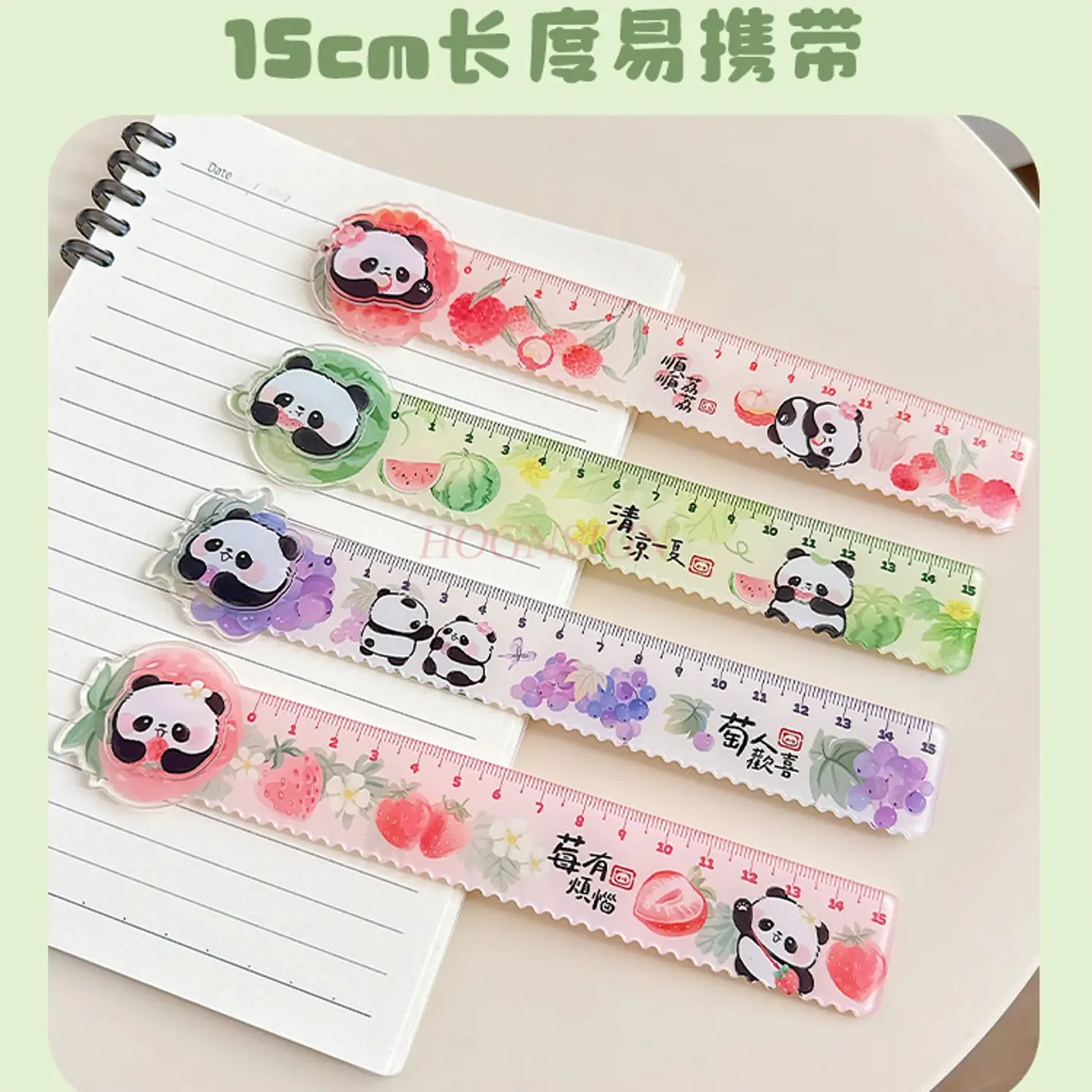 4pcs/set Panda Student Special Rotating Ruler Set Multi functional High Beauty Wave Ruler Cute Acrylic Stationery Ruler