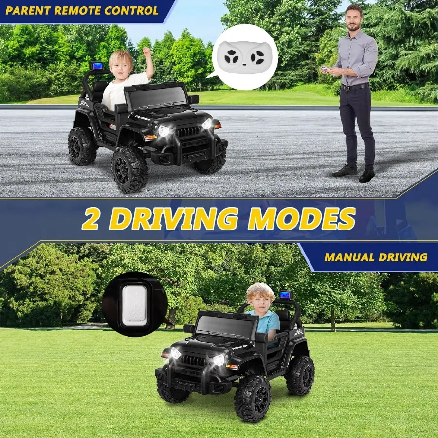 Ruedas eléctricas para paseo en coche de 12V con vehículos eléctricos con Control remoto para padres para niños y niñas todoterreno con batería