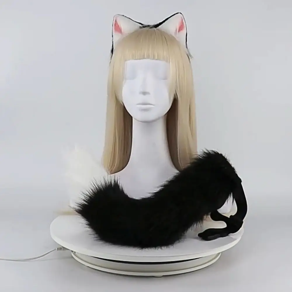1 conjunto de orelha de gato, acessórios para cosplay de halloween, adereços ajustáveis para cosplay de animais, roupa de cauda de gato, adereços de cosplay de animais