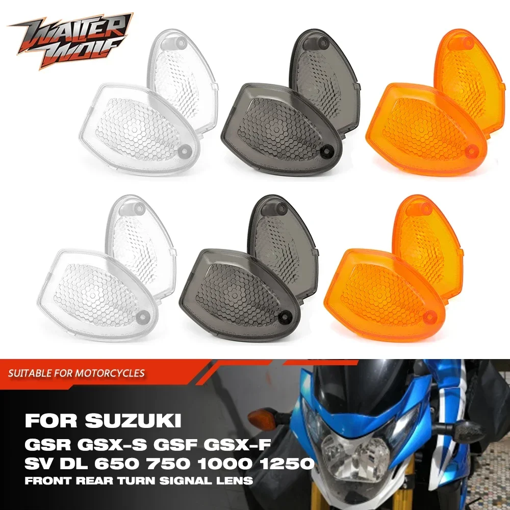 2x/4x Clear Smoke Turn Signals Replacement Lens Cover Indicator Blinker Lense for Suzuki DR GSR GSX-S GSF GSX SV DL 650 750 1000