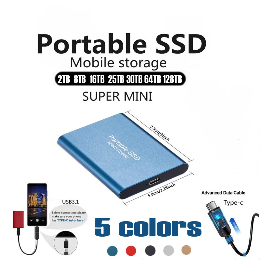 محرك الأقراص الصلبة الخارجي عالي السرعة 1 تيرا بايت 2 تيرا بايت 4 تيرا بايت محمول SSD Type-C واجهة USB3.1 القرص الصلب محرك الحالة الصلبة لأجهزة الكمبيوتر المحمول Xiaomi