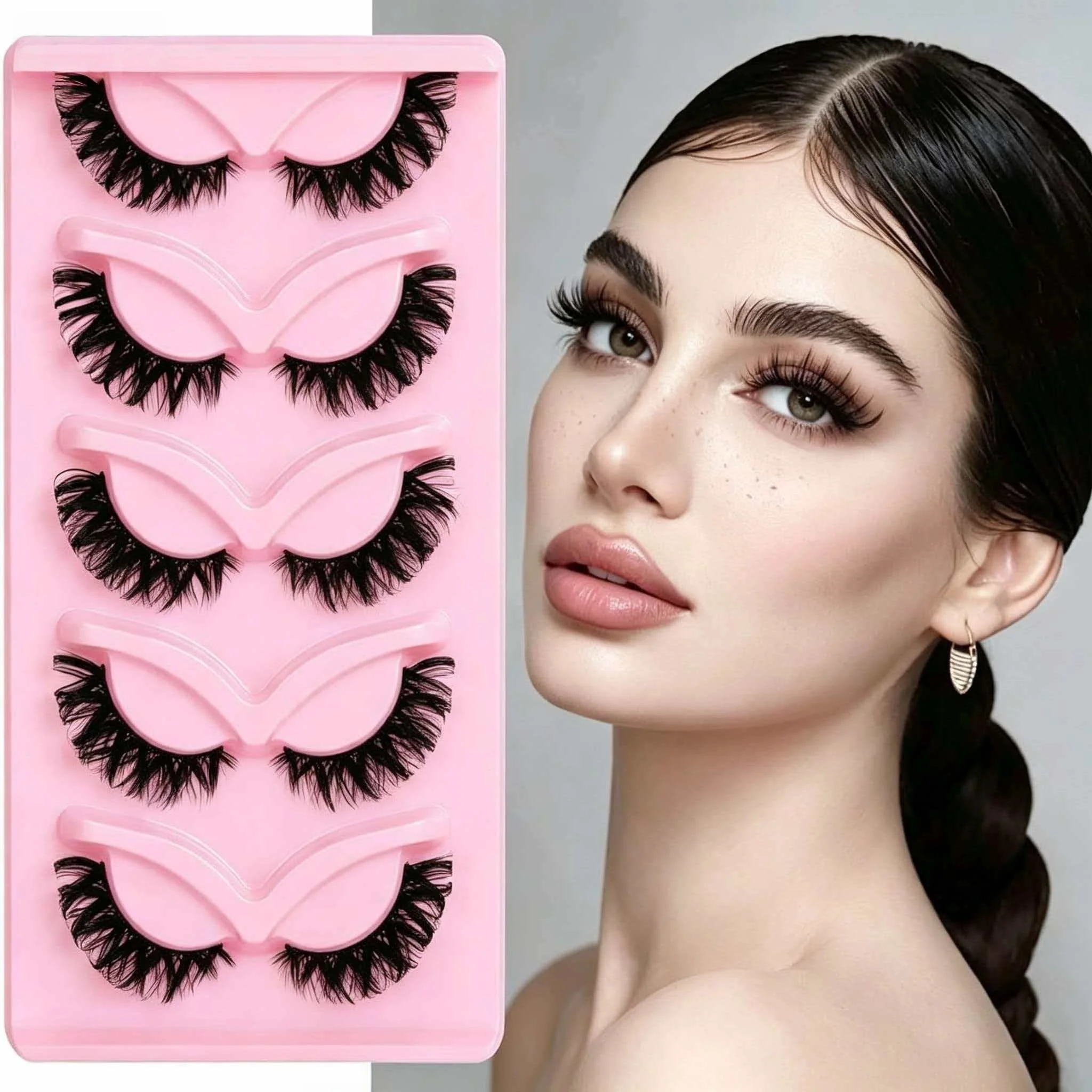 5 Pairs/5Pairs*2 Of Luxurious Fluffy False Eyelashes - Thick, Wispy, 3D Volume, Reusable, Soft, Lightweight, Faux Mink Strip Lashes For Dramatic Eye Makeup Look Strip Lashes, Lashes, Eyelashes, Fake Lashes