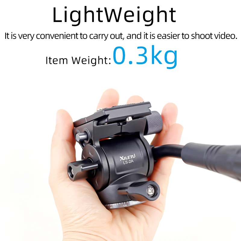 XILETU LS2A Hydraulic Ball Head Pan Tilt for Panoramic Shooting Tripod with Arca-Swiss Clamp for Monopod and Tripod