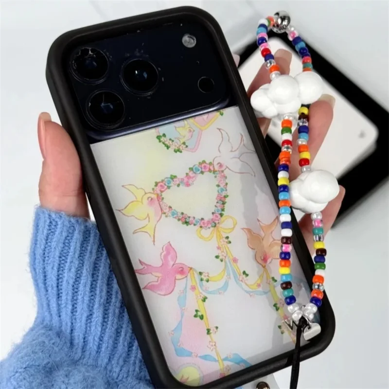 Wildflower ins Dove Diaries الملونة الشريط قضية الهاتف آيفون 17 16 15 14 13 12 برو ماكس الحب القلب حمامة غطاء مقاوم للصدمات #4