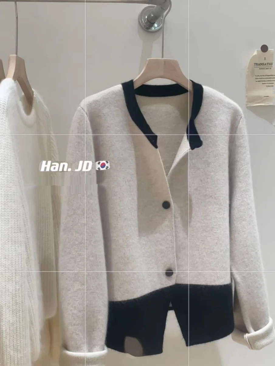 

Soft Bear Fur Knitted Open Cardigan Women's round Ne Sweater Autumn Winter Faion Commute Loose Fit Warm Long Sve Coat