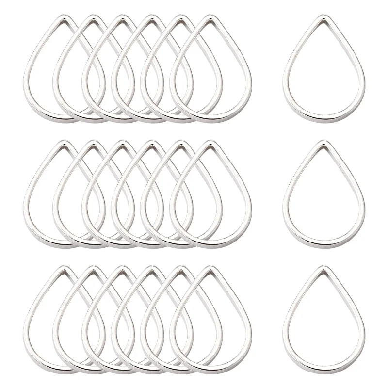 100pcs Brass Linking Rings Teardrop Silver Color Plated about 7mm wide 11mm long 1mm thick