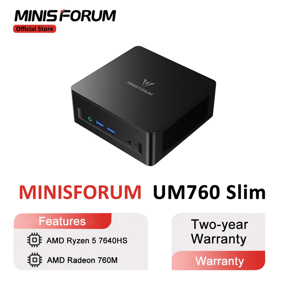 MINISFORUM UM760 Slim Mini PC AMD Ryzen 5 7640HS 16GB 1TB