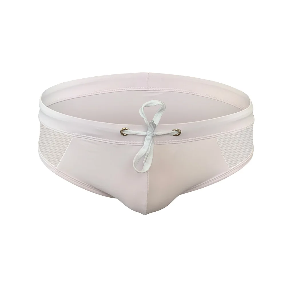 202 costume da bagno da uomo in rete tinta unita triangolo cavo costume da bagno su entrambi i lati costume da bagno semplice casual da spiaggia 10059