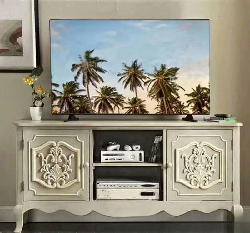 

Furniture living room retro carved double door audio-visual locker solid wood TV cabinet