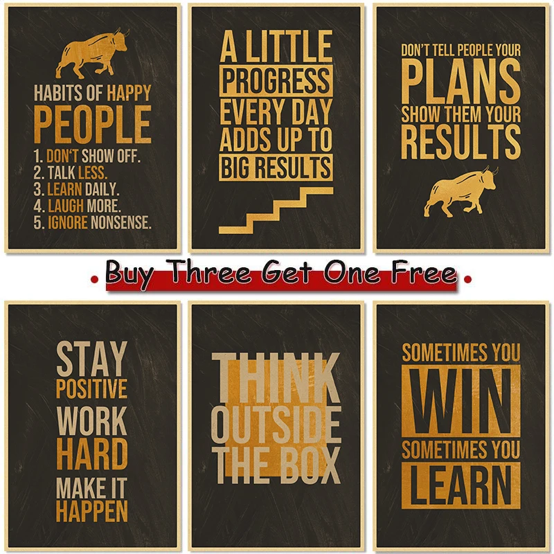 Motivational Quotes Poster Inspirational Saying Kraft Paper Posters Vintage Home Room Bar Cafe Decor Aesthetic Art Wall Painting