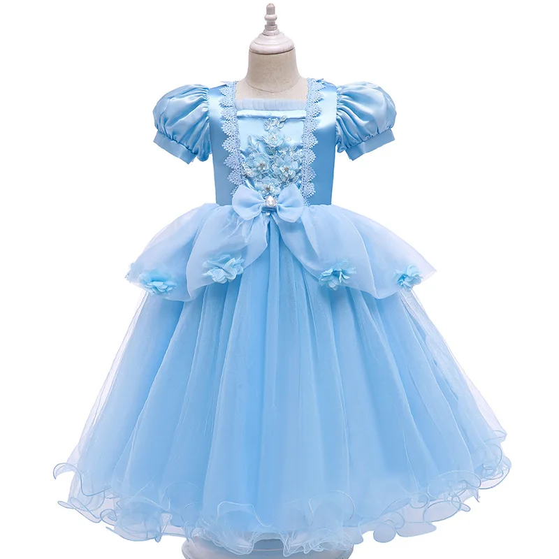 

2024 New Kids Clothes Girl Cinderella Cosplay Princess Dress Children's Birthday Christmas Halloween Party Prom Dress 2-8Years