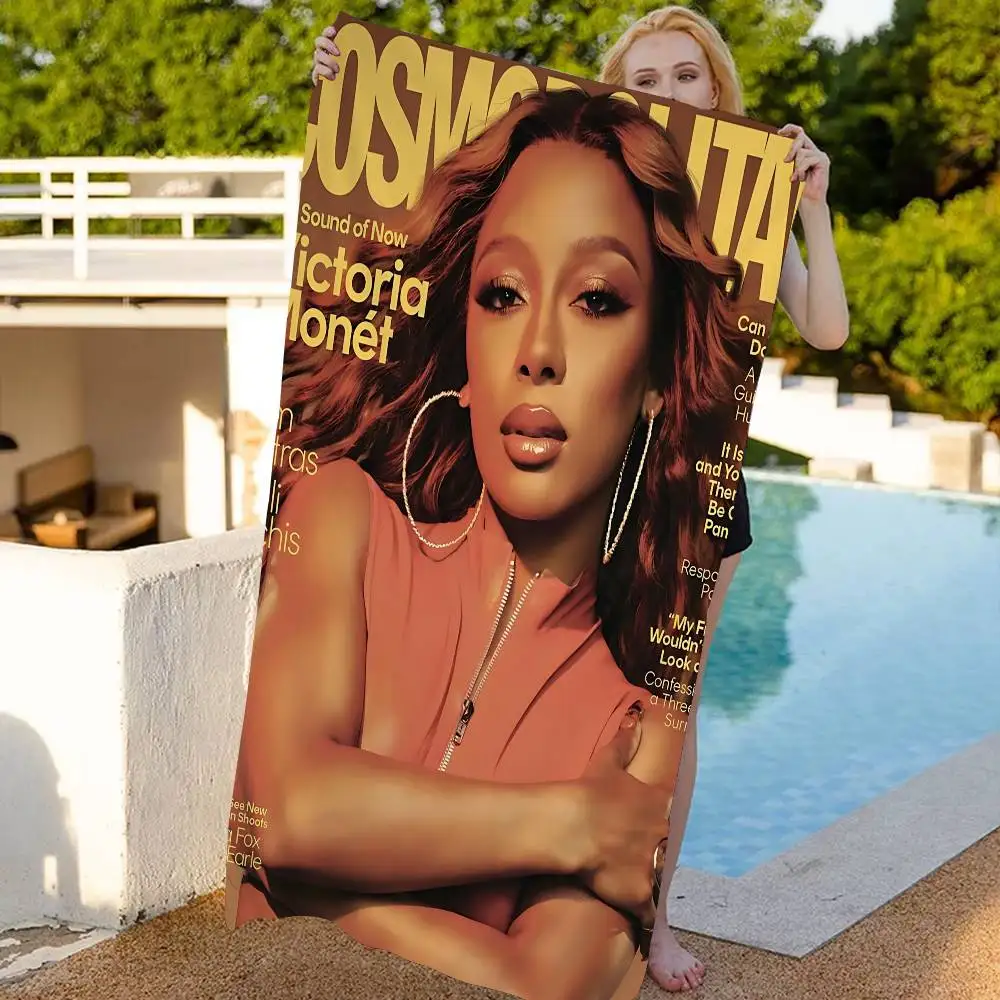 Victoria Monet Jaguar II Singer Microfiber Blanket Quick Drying Beach Towels Oversized Printing Super Absorbent Pool Towel
