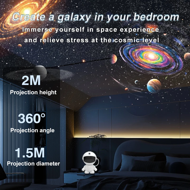 ضوء ليلي لجهاز عرض رائد الفضاء مع 12 أنماط إسقاط، مثالي كهدية لعيد الميلاد لتزيين الغرفة.