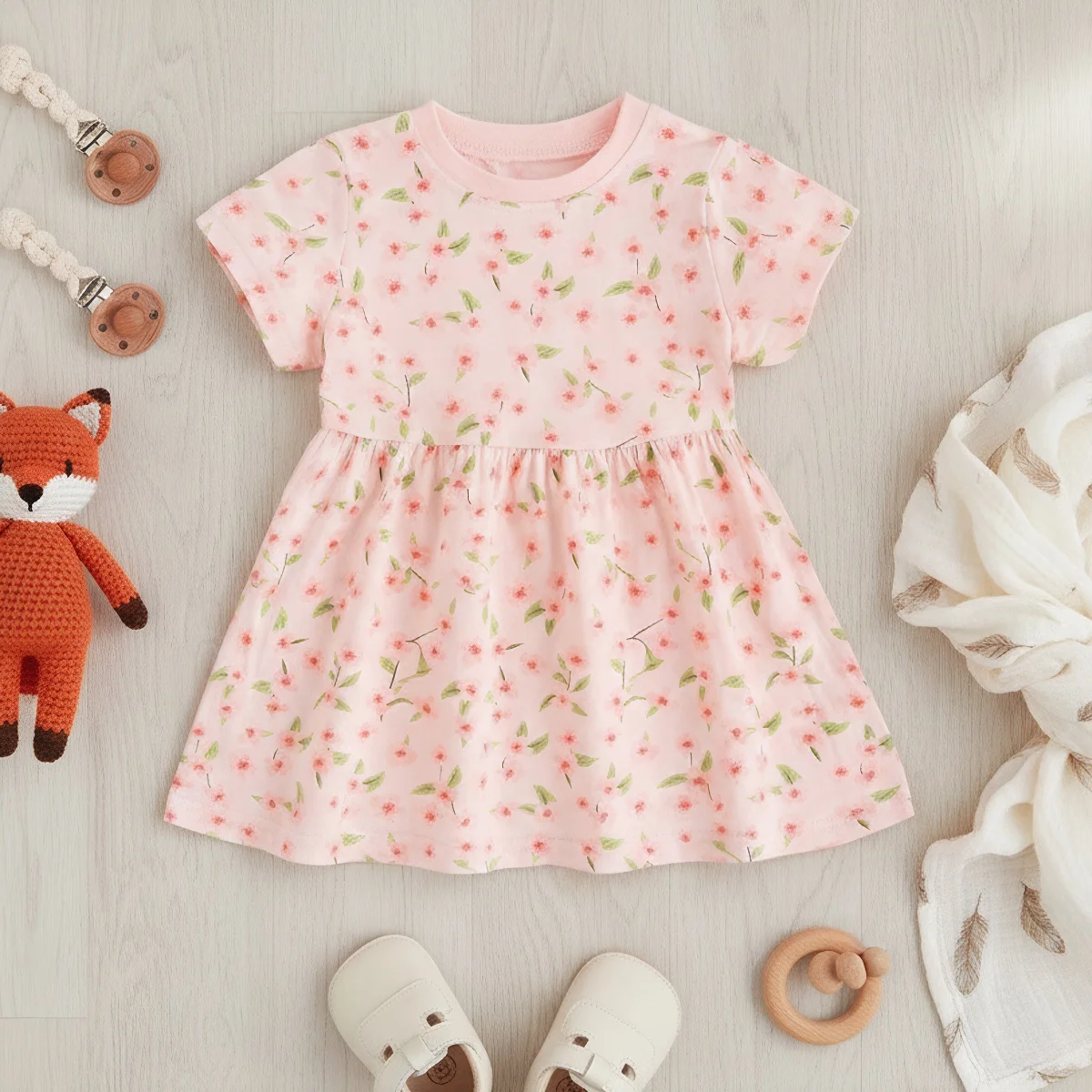 Sanlutoz Little Kids Fashion Pink Dresses Baby Girls Summer Floral Holiday Lovely Clothing