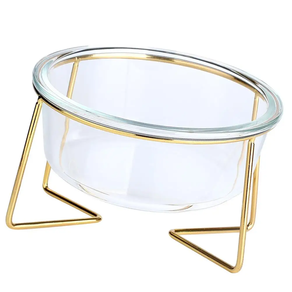 High-footed Glass Bowl Cat Bowl for Cats Dogs Durable Elevated Water Dish Food Container Food Container