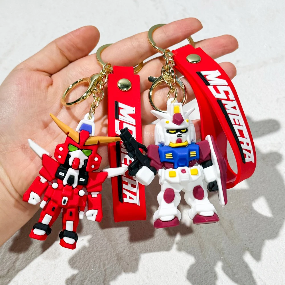 Gundam Keychain Anime Cool Key Chain Robot Doll Toy Bag Pendant Cartoon Decorate Couple Soft Plastic Doll Gift Wholesale