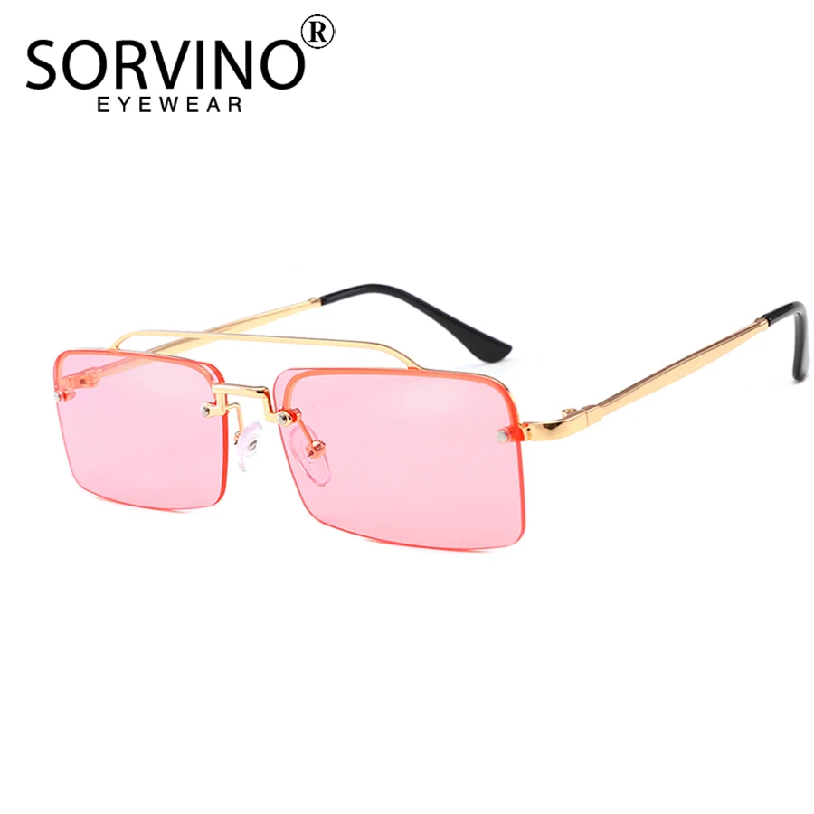SORVINO صغيرة بدون شفة مربع النظارات الشمسية النساء 2025 العلامة التجارية الفاخرة مصمم صغير مستطيل 90s الأصفر الأحمر نظارات شمسية ظلال SP261