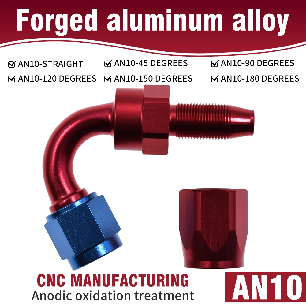 

Universal Oil Fuel Swivel Hose End Fitting AN10 Straight 0°/45°/90°/120°/150°/180°Oil Hose End Adaptor Kit Forged Aluminum Alloy