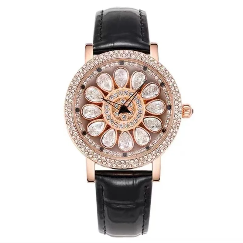 UTHAI H142 Watch Women\'s Light Luxury Waterproof Diamond Creative 360 ° Rotating Dial Female Fashion Quartz Clock Watches